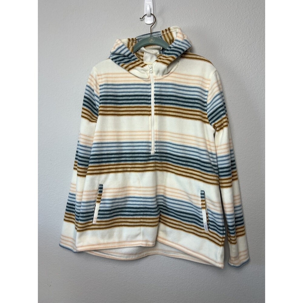 ONeill Striped Plush Fleece 1/2 Zip Hoodie Sweatshirt Womens M Multicolor
